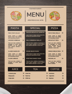 Minimalistic Pizza Restaurant Menu - free Google Docs Template - 102