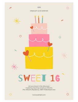 Charming Birthday Invitation Sweet 16 - free Google Docs Template - 4216