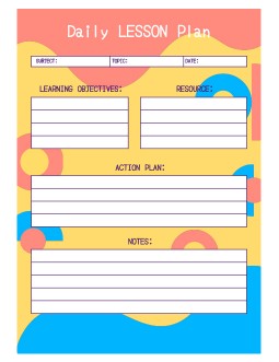 Bright Cute Daily Lesson Plan - free Google Docs Template - 3948