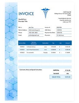 Blue Medical Invoice - free Google Docs Template - 3688