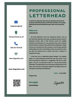 Green Professional Letterhead