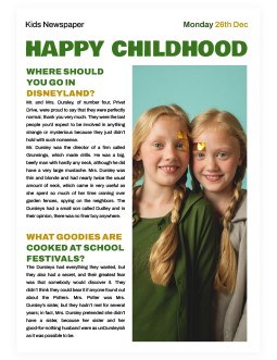 Airy and Bright Children's Newspaper - free Google Docs Template - 3805