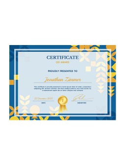 Yellow-Blue Award Certificate - free Google Docs Template - 3865
