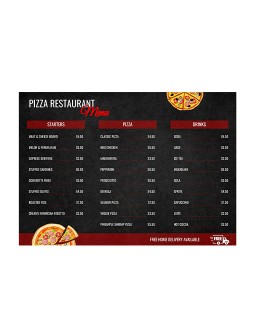 Black Pizza Restaurant Menu - free Google Docs Template - 3938