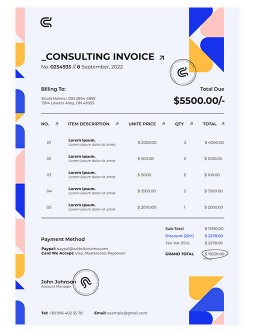 Colorful Consulting Invoice - free Google Docs Template - 3353
