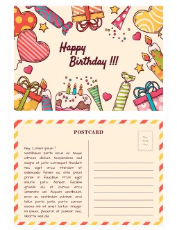 Festive Birthday Postcard - free Google Docs Template - 4095