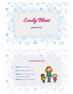 Cute Babysitter Business Card - free Google Docs Template - 4111