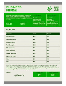 Green Style Business Proposal - free Google Docs Template - 2675