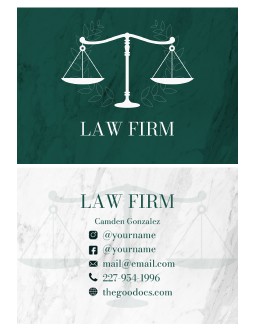Green Marble Lawyer’s Business Card - free Google Docs Template - 3502
