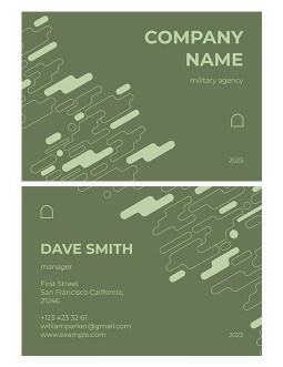 Simple Green Military Business Card - free Google Docs Template - 4215