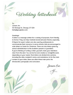 Watercolor Wedding Letterhead - free Google Docs Template - 3234