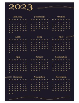 Dark-Golden Calendar Yearly - free Google Docs Template - 3710