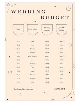 Beige Wedding Budget