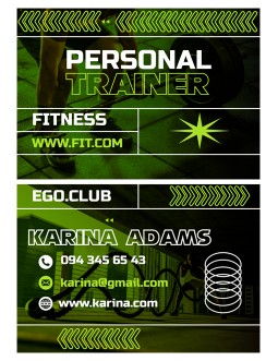 Greenish Business Card Personal Trainer - free Google Docs Template - 4162