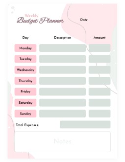 Bright Weekly Budget Planner - free Google Docs Template - 2618