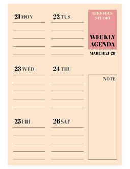 Pink Weekly Agenda - free Google Docs Template - 2448