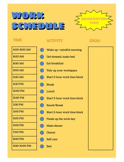 Work Schedule from Quarantine Time - free Google Docs Template - 1223