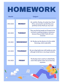 Colorful Homework Classroom Decors - free Google Docs Template - 3786