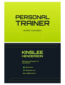 Personal Fitness Trainer Business Card - free Google Docs Template - 3617