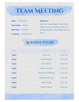 Watercolor Team Meeting Agenda