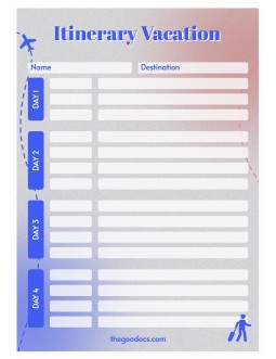 Blue Gradient Vacation Itinerary - free Google Docs Template - 3816