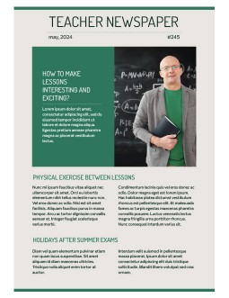 Green Simple Teacher Newspaper - free Google Docs Template - 4180