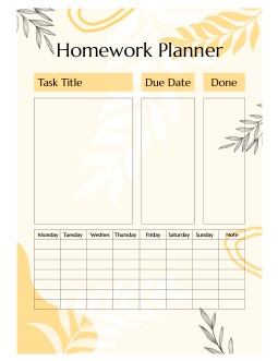 Homework Planner - free Google Docs Template - 4026