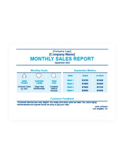 Blue Monthly Sales Report - free Google Docs Template - 736