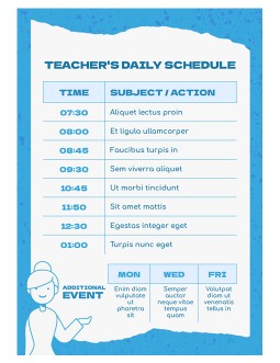 Bright Blue Teacher's Class Schedule - free Google Docs Template - 3961