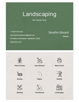 Elegant Landscaping Business Card - free Google Docs Template - 3643
