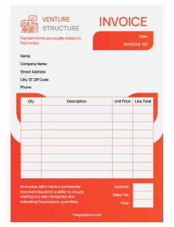 Bright Orange Basic Invoice - free Google Docs Template - 3428