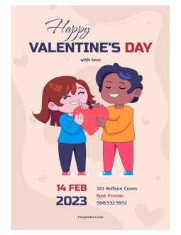 Funny Valentine's Day Characters Poster - free Google Docs Template - 3958