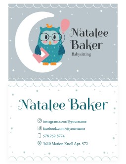 Funny Babysitting Business Card - free Google Docs Template - 3831