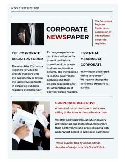Corporate Newspaper - free Google Docs Template - 1234