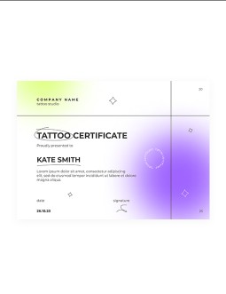 Colorful Tatto Certificate - free Google Docs Template - 4222