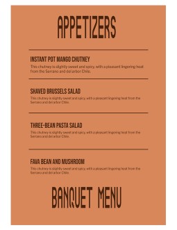 Banquet Restaurant Menu - free Google Docs Template - 3167