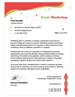 Bright Marketing Letterhead - free Google Docs Template - 2423