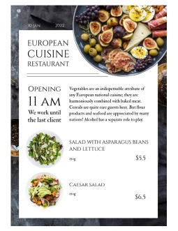 European Restaurant Newsletter - free Google Docs Template - 1512