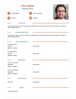 Basic Orange Resume - free Google Docs Template - 1708