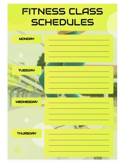 Bright Fitness Class Schedules - free Google Docs Template - 4118