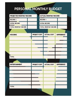 Three-Color Personal Monthly Budget - free Google Docs Template - 3743