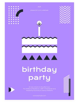 Cute Purple Birthday Invitation - free Google Docs Template - 4221