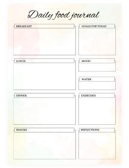 Watercolor Daily Food Journal - free Google Docs Template - 3780