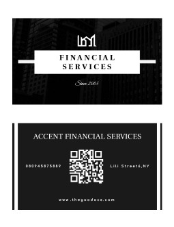 Black Financial Business Card - free Google Docs Template - 1472