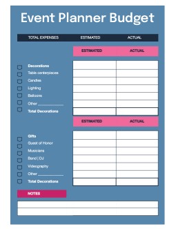 Bright Event Planner Budget - free Google Docs Template - 3155
