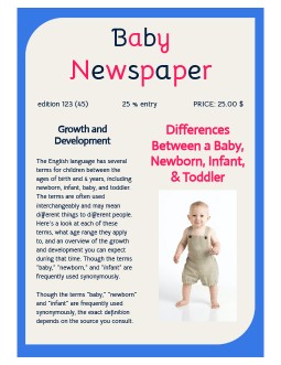 Cute Baby Newspaper - free Google Docs Template - 1789