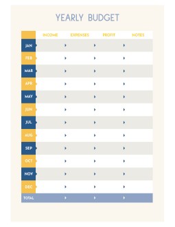 Yellow and Blue Yearly Budget - free Google Docs Template - 2920