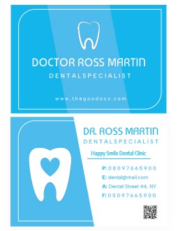 Blue Dental Business Card - free Google Docs Template - 3421