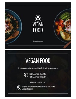 Vegan Food Restaurant Business Card - free Google Docs Template - 4017