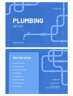 Blue Business Card for Plumbers - free Google Docs Template - 4125